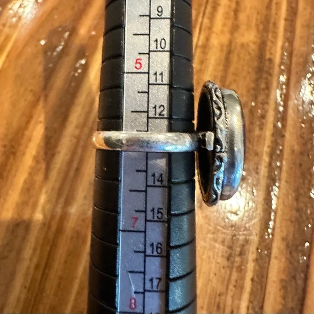 2103 Sleek Silver and Deep Blue Stone Women's Ring